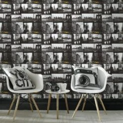 Superfresco Easy Vliesbehang New York Vergrijsd-geel 33-187 -Superfresco Easy 123 1253