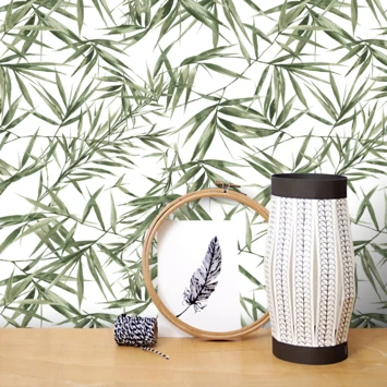 Superfresco Easy Vliesbehang Bamboe Groen-wit 104524 3 Superfresco Easy Vliesbehang Bamboe Groen-wit 104524 - Afbeelding 3