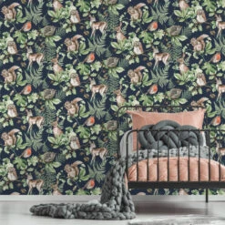Superfresco Easy Vliesbehang Woodland Dieren Donkerblauw (dessin 108568) -Superfresco Easy 41 409