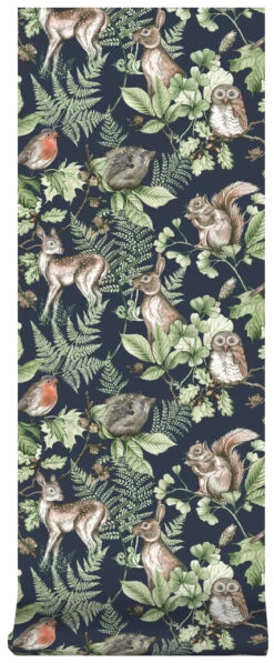 Superfresco Easy Vliesbehang Woodland Dieren Donkerblauw (dessin 108568) -Superfresco Easy 41 410