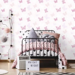 Superfresco Easy Vliesbehang Vlinders Wit-roze (dessin 100114) -Superfresco Easy 41 542