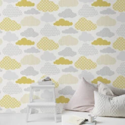 Superfresco Easy Vliesbehang Wolken Geel-grijs (dessin 108267) -Superfresco Easy 41 980